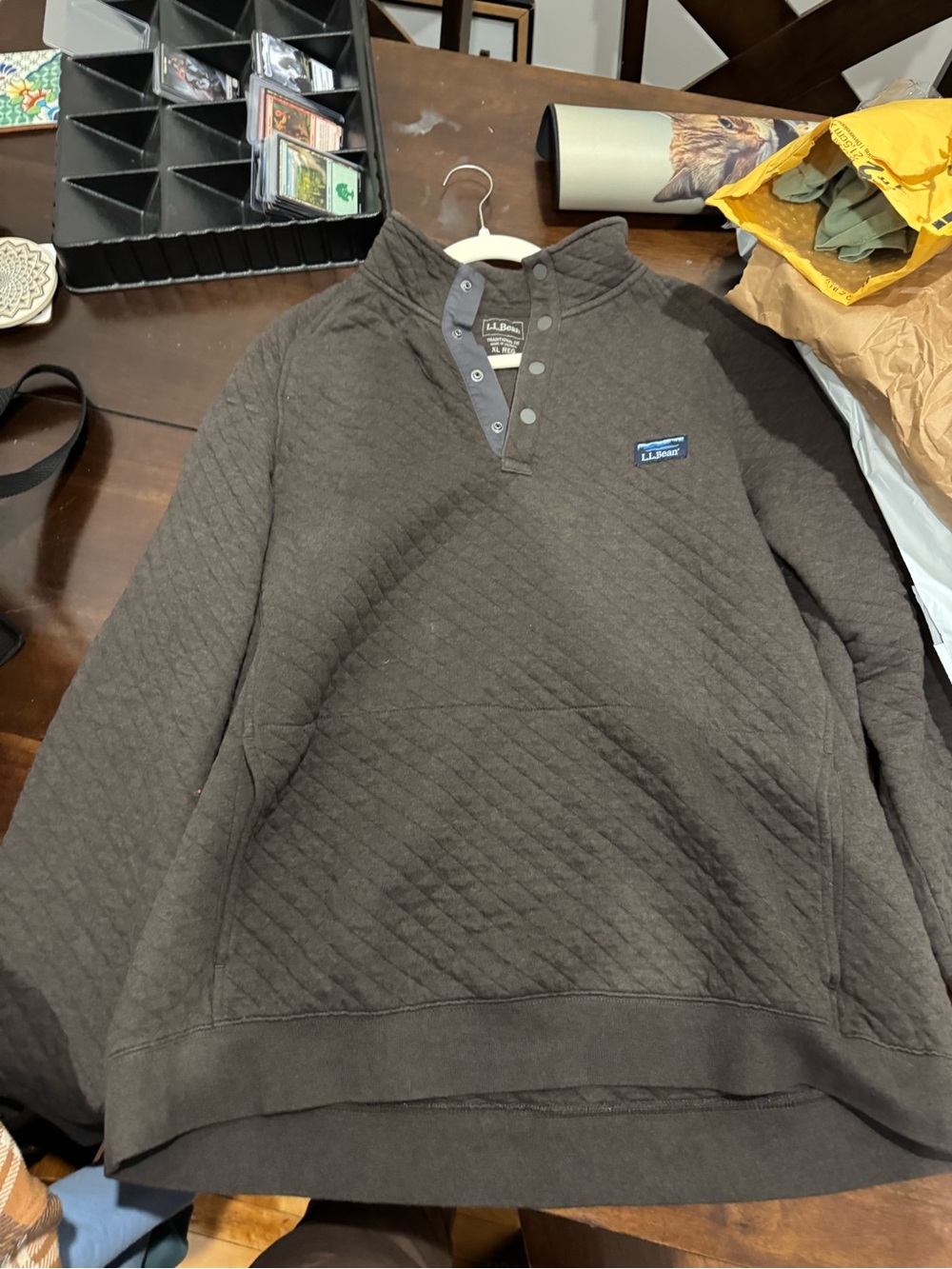 L.L. Bean Men's Quilted Pullover Sweater - Dark Brown